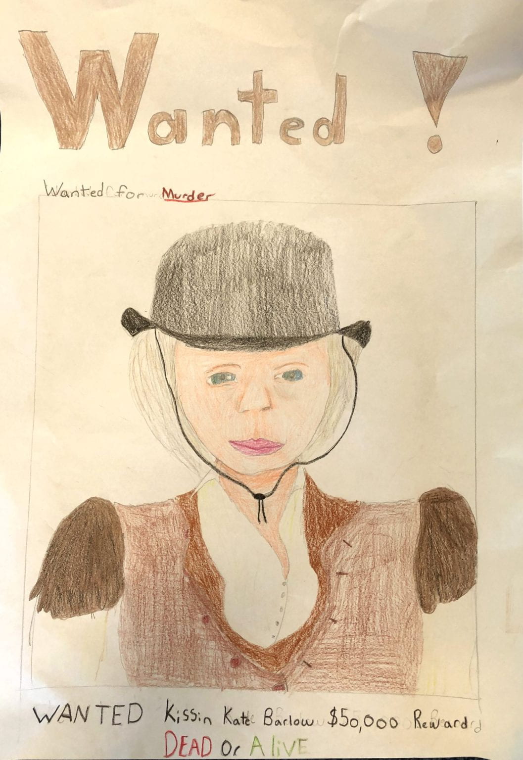 Kissin Kate Barlow Wanted Poster – Anika M @ Rāwhiti School